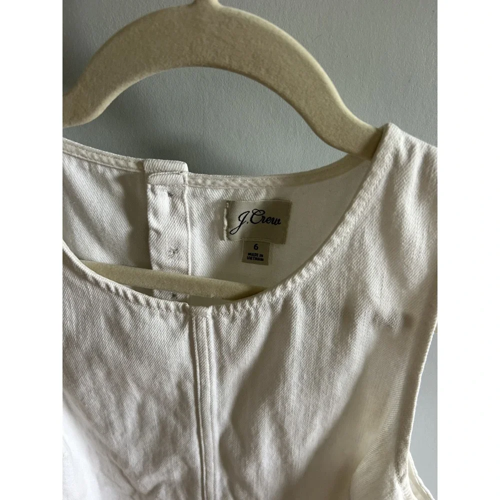 J.Crew White Denim Sleeveless Shift Mini Dress with Pockets Size 6